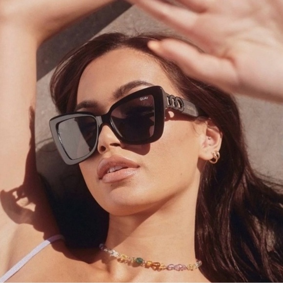 Quay Australia chain reaction Black Cat-Eye Shades braid gold sunglasses main image 7